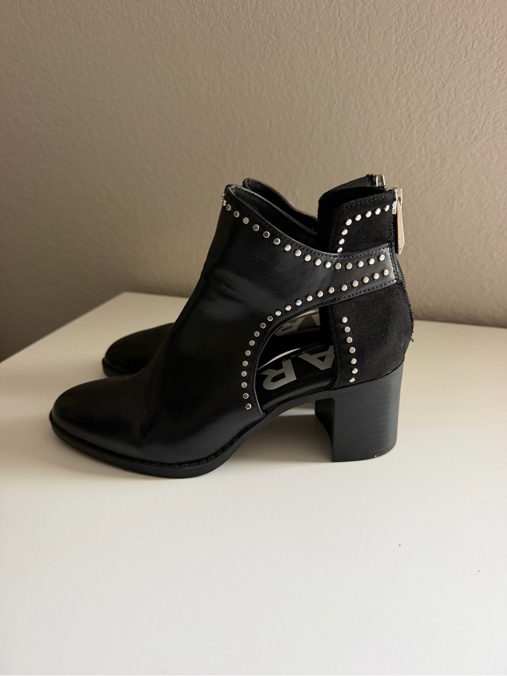 Zara Black Studded Cutout Ankle Booties